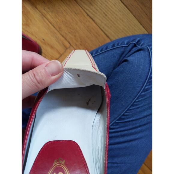 Tod's Cream Red Leather Mules Slides Italian Designer Size 5 Made in Italy - Picture 11 of 11